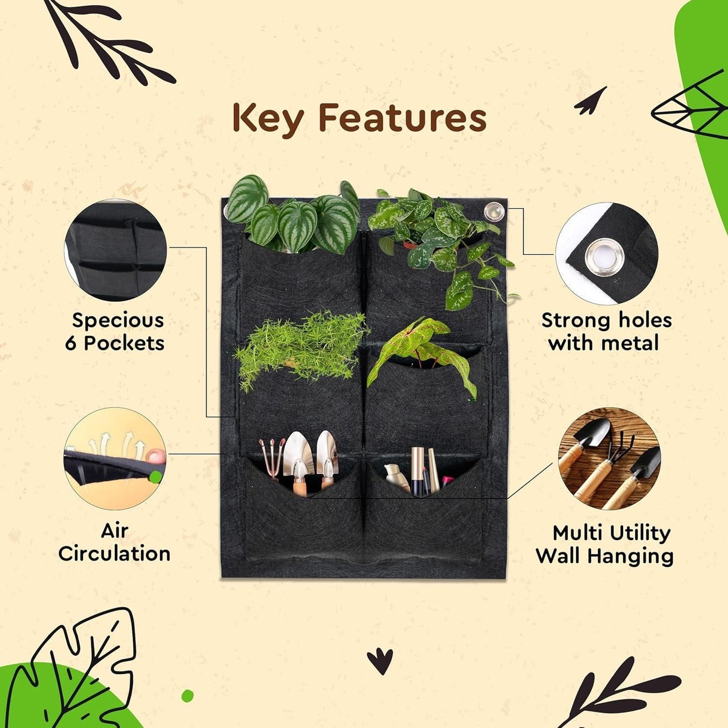 Vertical Hanging Wall Planter for BalconyIndoors