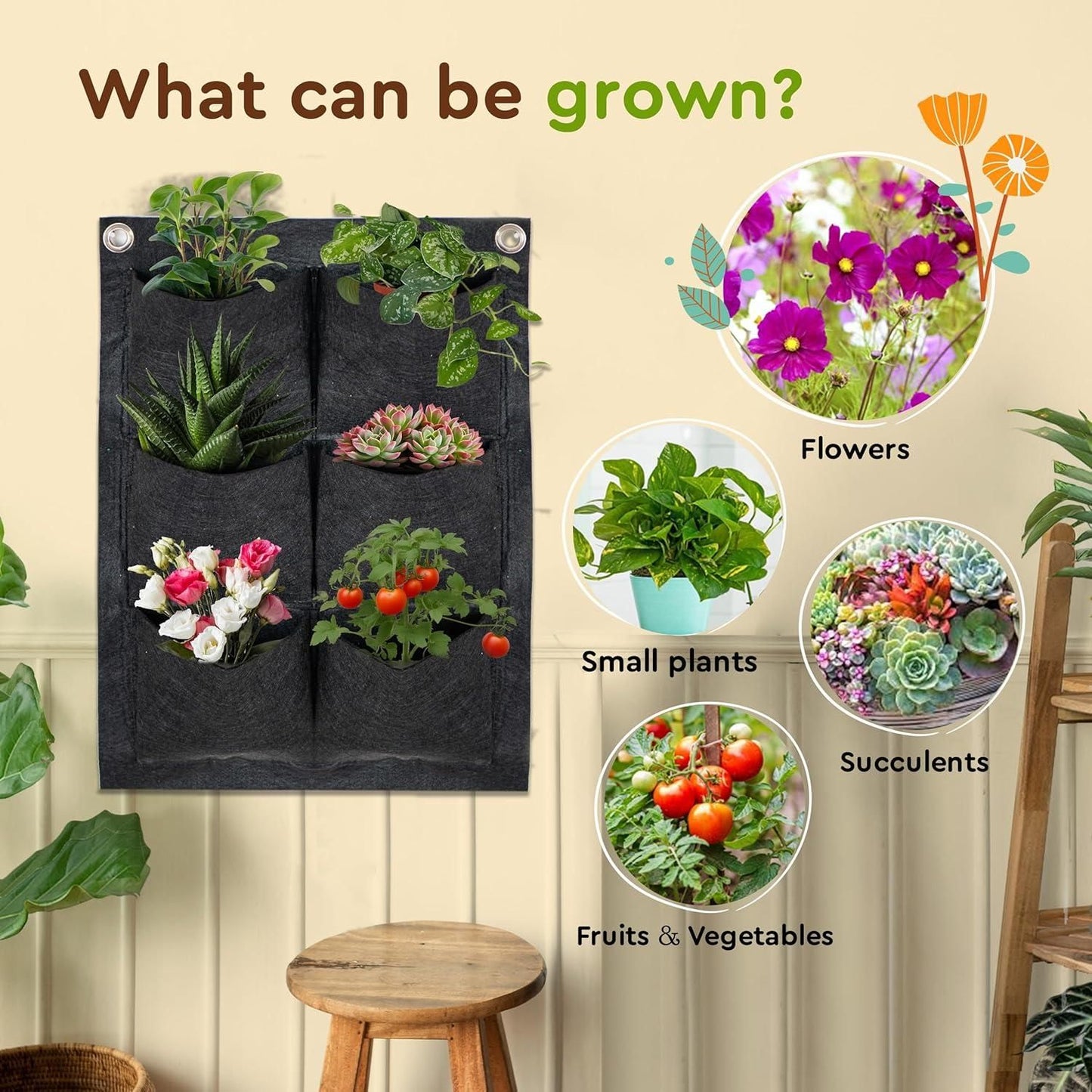 Vertical Hanging Wall Planter for BalconyIndoors